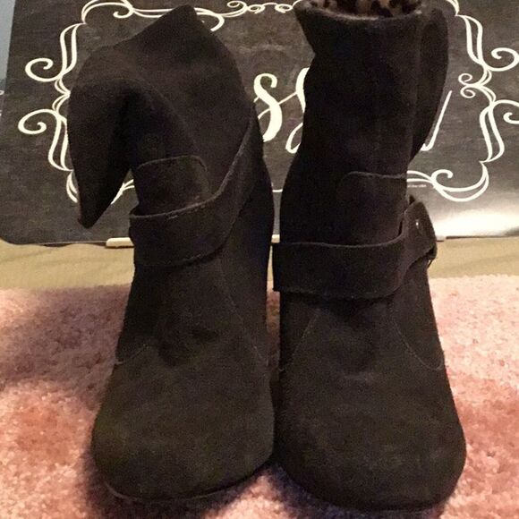 ♥️…Womens suede buckle heel booties - Picture 2 of 5
